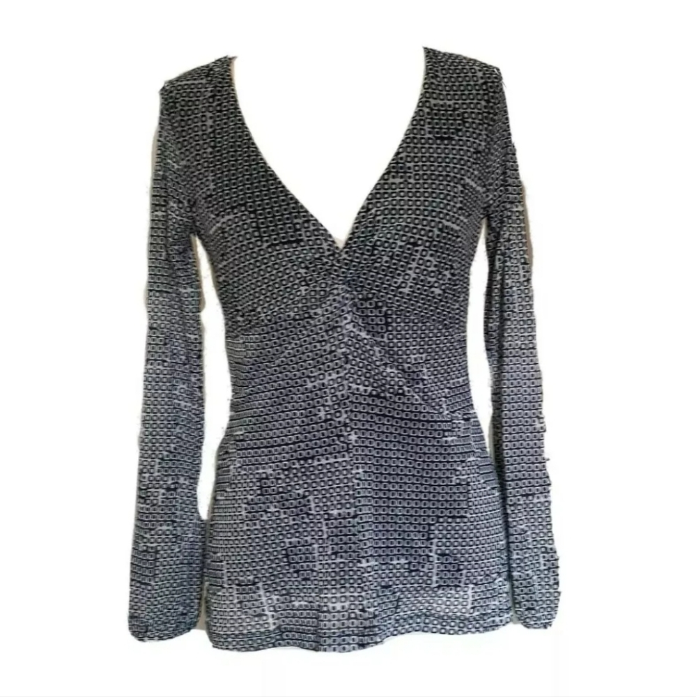 Esprit Vintage deep V-neck boho blouse top shirt 90s size small Gauze Jersey